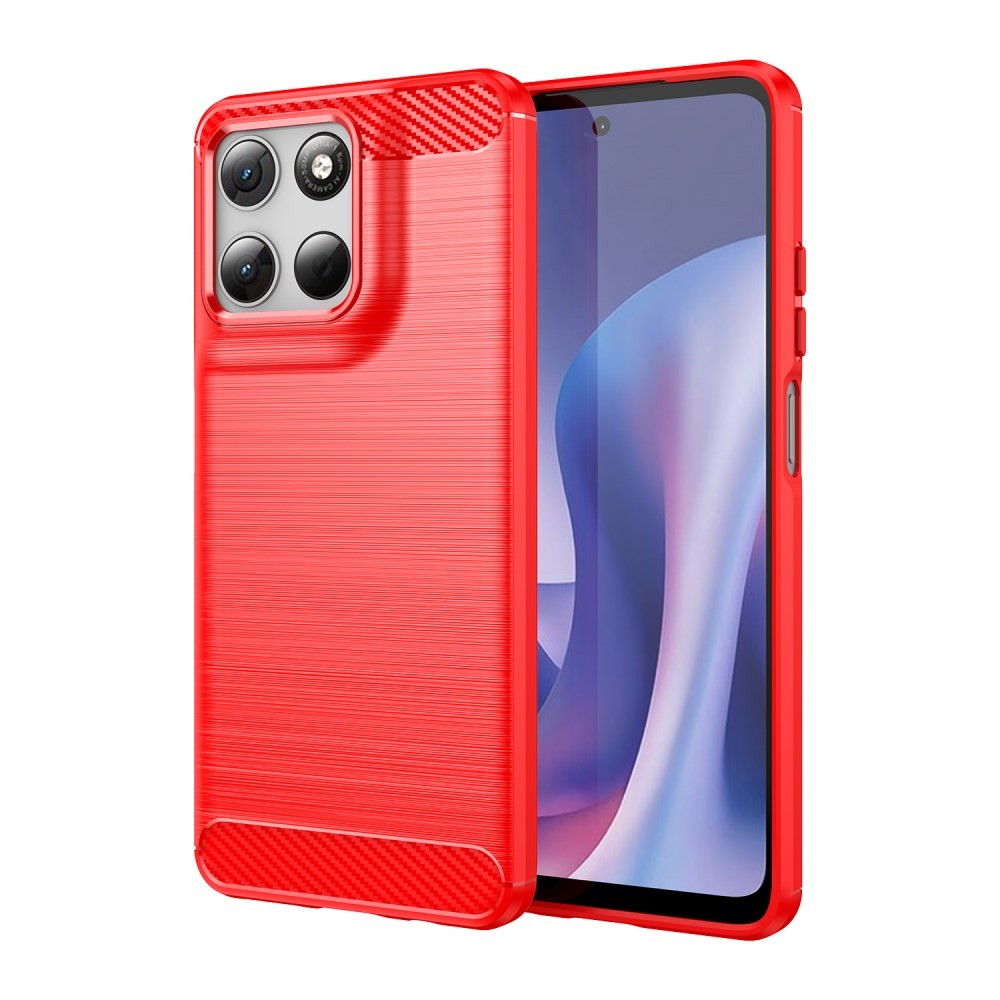Motorola Moto G57 Power 5G / G67 Power 5G Carbon Fiber Θήκη Σιλικόνης Red