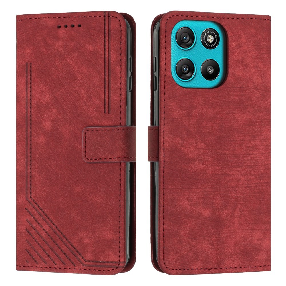 Motorola Moto G57 Power 5G / G67 Power 5G Stripe Pattern Θήκη Πορτοφόλι Wine Red