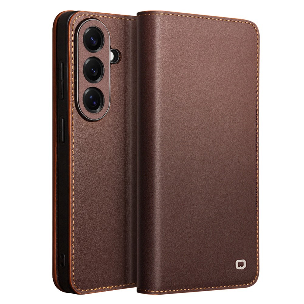 Samsung Galaxy S26 5G QIALINO Δερμάτινη Θήκη Βιβλίο Brown