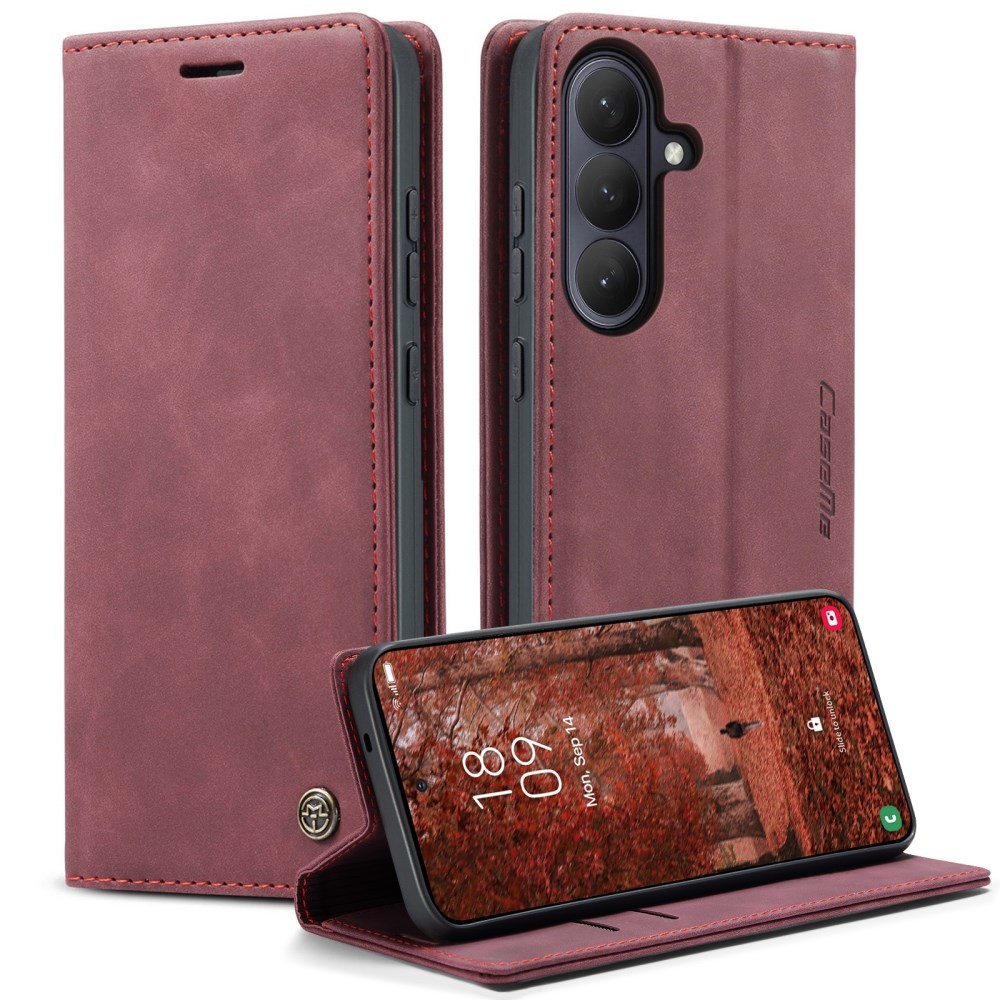Samsung Galaxy S26 5G CaseMe 013 Retro Θήκη Βιβλίο Wine Red