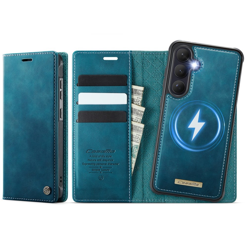 Samsung Galaxy S26 5G CaseMe C49 MagSafe Θήκη Βιβλίο με Αποσπώμενη Θήκη Σιλικόνης Blue Green