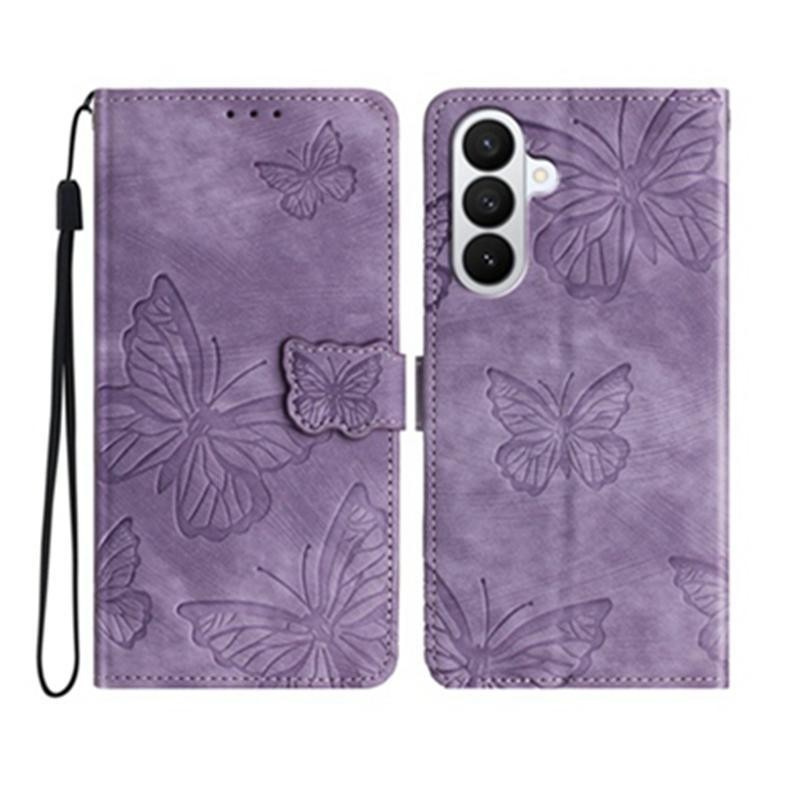 Samsung Galaxy A57 5G Butterfly Imprinted Θήκη Πορτοφόλι Purple