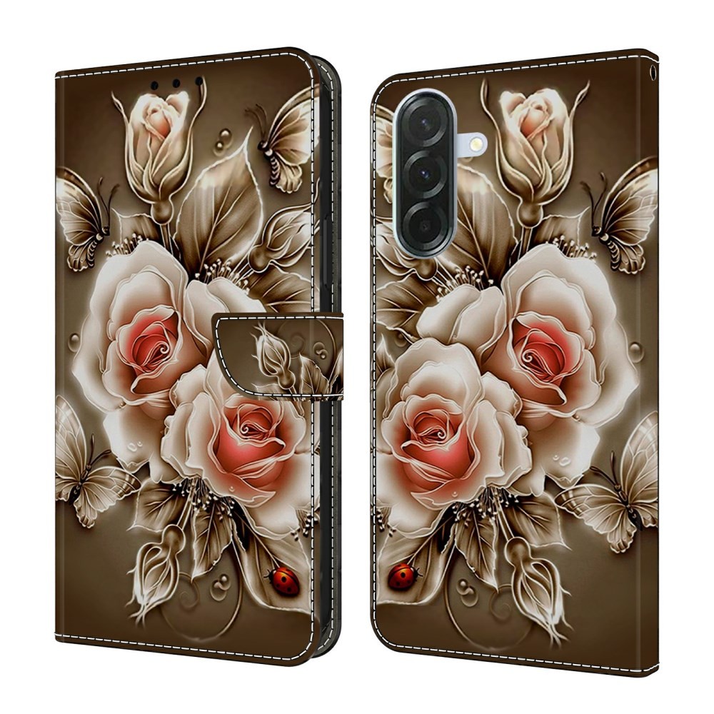 Samsung Galaxy A57 5G Colored Drawing Θήκη Πορτοφόλι Brown Rose