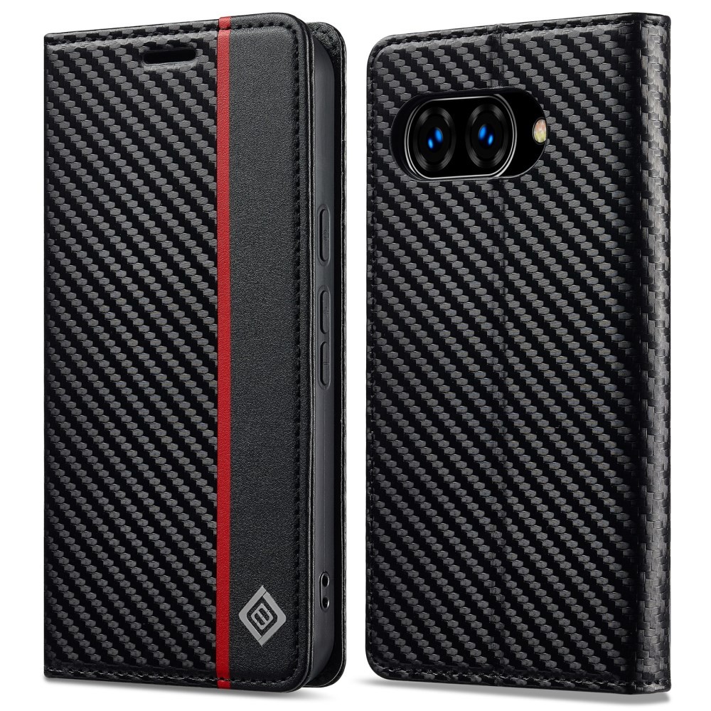 Google Pixel 10a 5G LC.IMEEKE Carbon Fiber Θήκη Πορτοφόλι Vertical Stripe