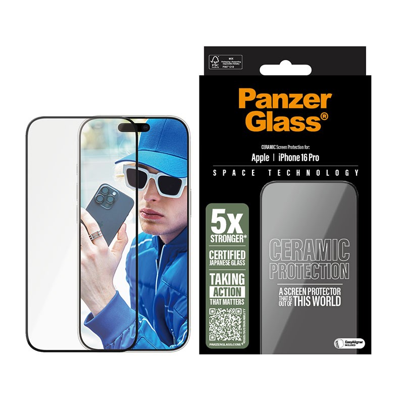 Apple iPhone 16 Pro PanzerGlass Ceramic Screen Protector/Ultra-Wide Fit Transparent