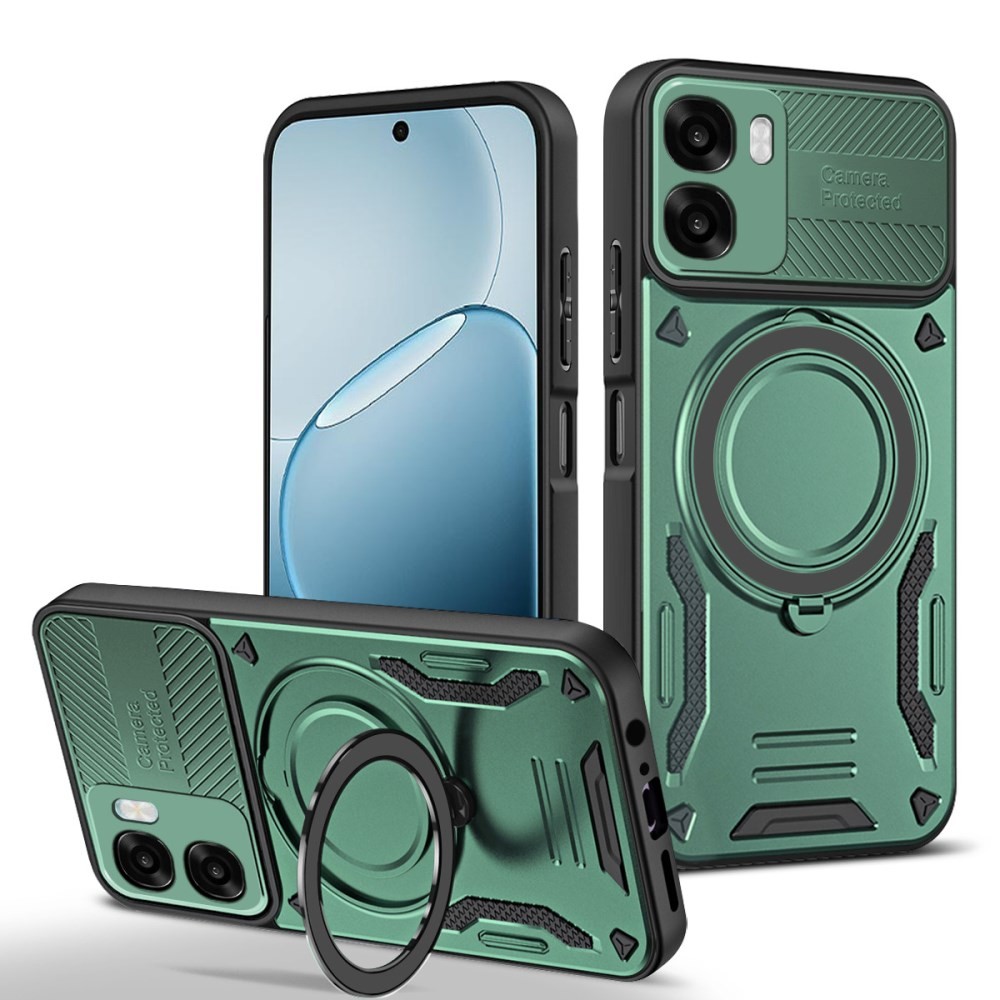 Oppo A6x 4G/5G Armor MagSafe Σκληρή Θήκη με Δαχτυλίδι Green
