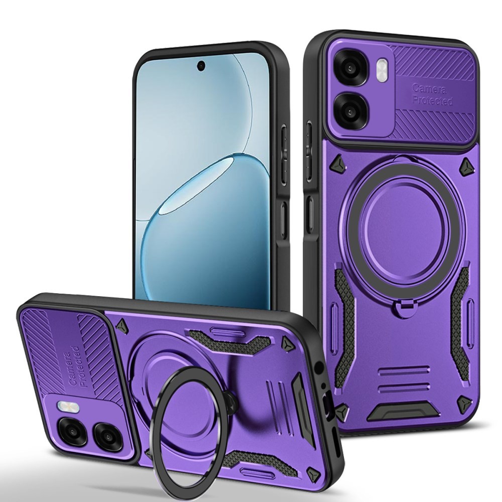 Oppo A6x 4G/5G Armor MagSafe Σκληρή Θήκη με Δαχτυλίδι Purple