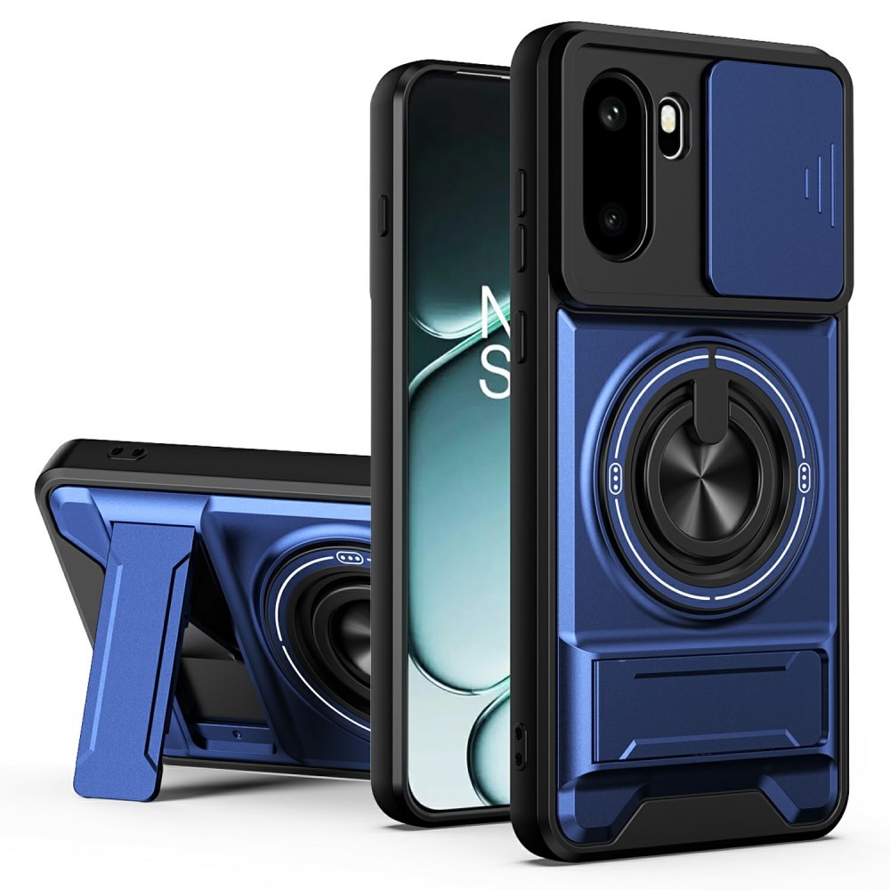 OnePlus 15R 5G Sliding Camshield Σκληρή Θήκη με Δαχτυλίδι και Stand Blue