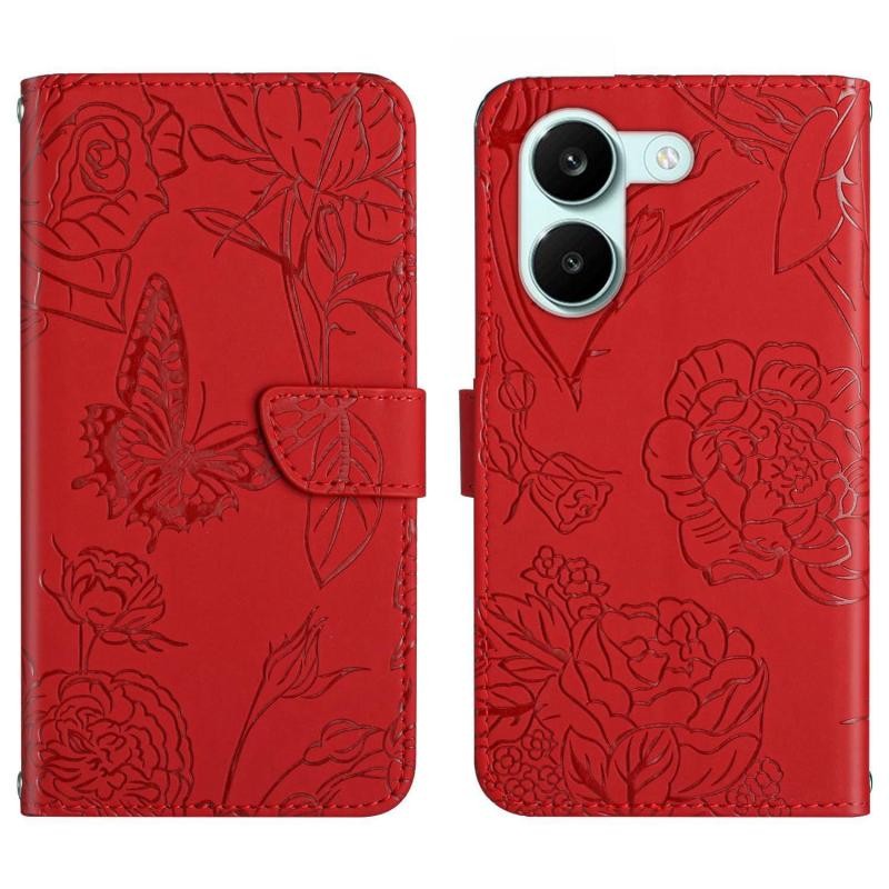 Xiaomi Poco X8 Pro 5G Butterfly Θήκη Πορτοφόλι Red