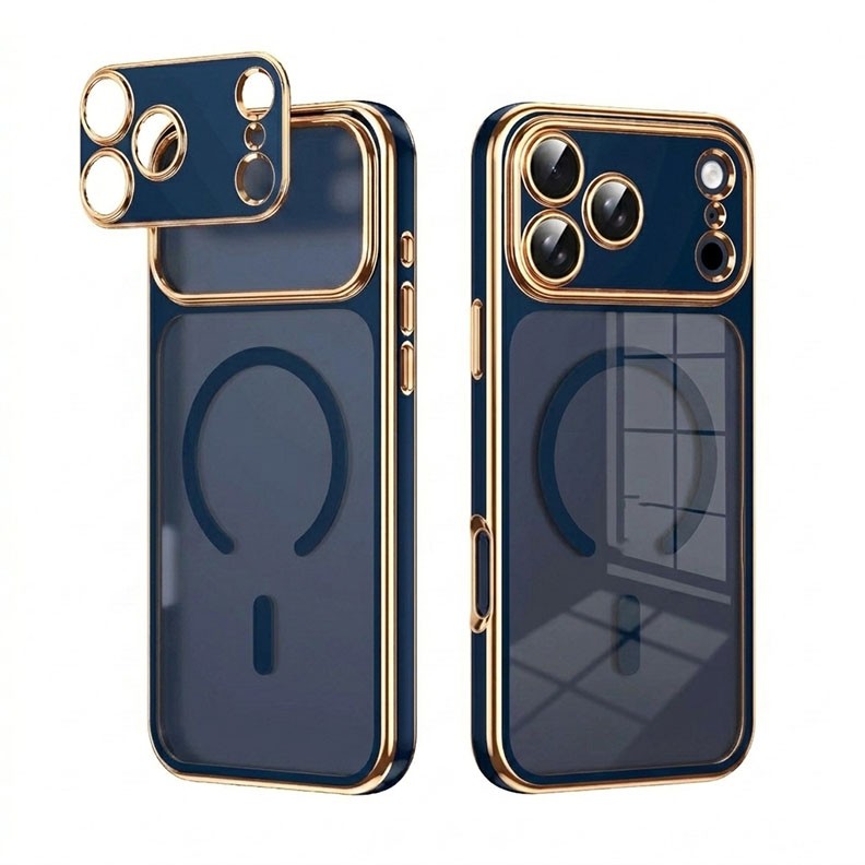 Apple iPhone 17 Pro Max Electroplated MagSafe Θήκη Σιλικόνης με Αποσπώμενη Προστασία Κάμερας Ημιδιάφανη Dark Blue