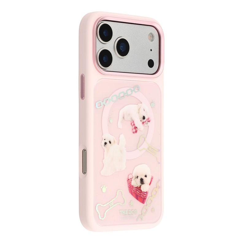 Apple iPhone 17 Pro Max THE DOG Pattern Σκληρή Θήκη με Τζάμι Pink