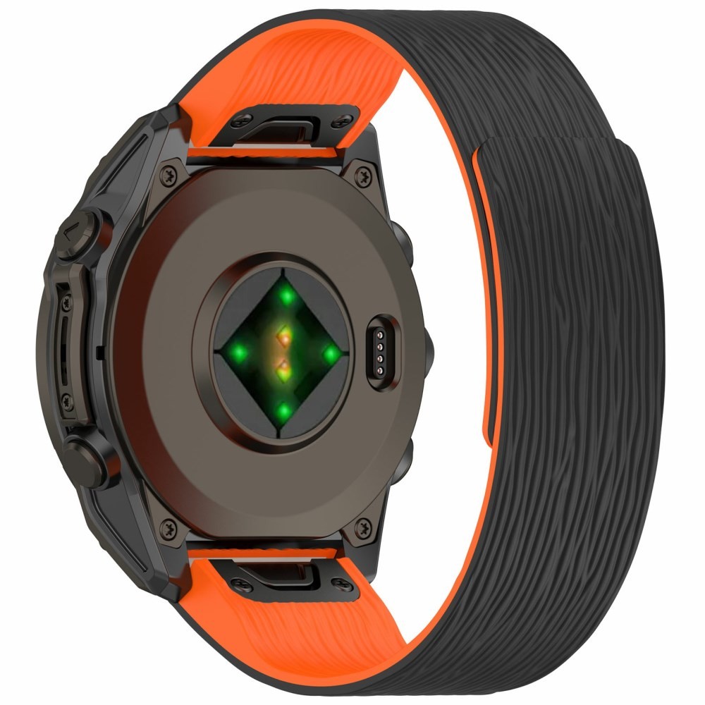 Garmin Fenix 8 Pro AMOLED/Fenix 8 - 51mm Λουράκι Σιλικόνης με Μαγνητικό Κούμπωμα Black / Orange