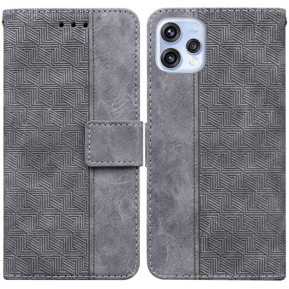 Oppo Reno15 5G Geometry Θήκη Πορτοφόλι Grey