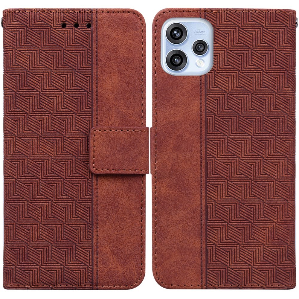 Oppo Reno15 5G Geometry Θήκη Πορτοφόλι Brown