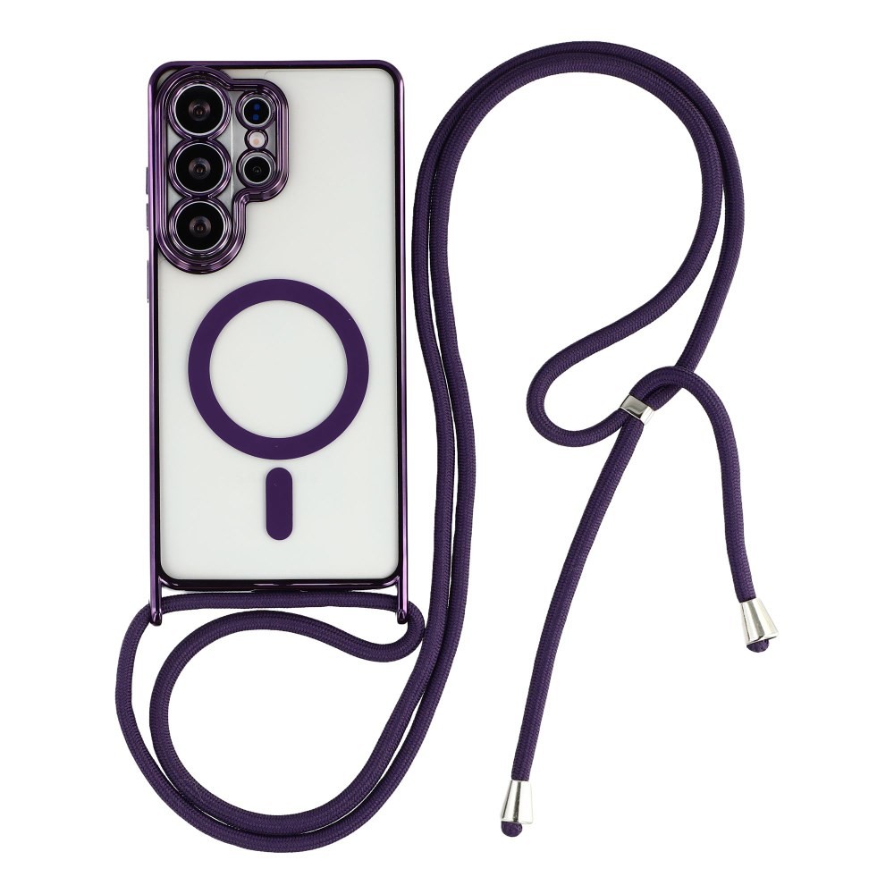 Samsung Galaxy S26 Ultra 5G Electroplated MagSafe Θήκη Σιλικόνης με Λουράκι Purple