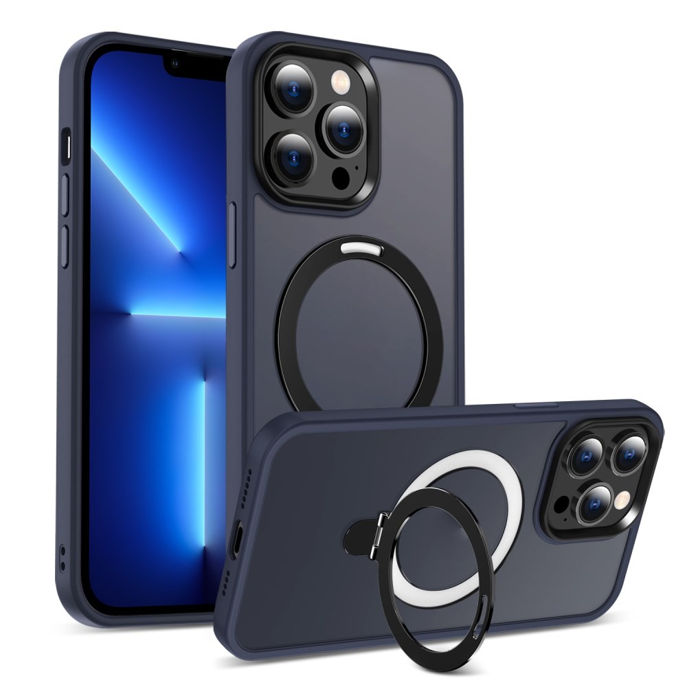 Apple iPhone 13 Pro Max Bumper Magsafe Σκληρή Θήκη με Stand Ημιδιάφανη Dark Blue