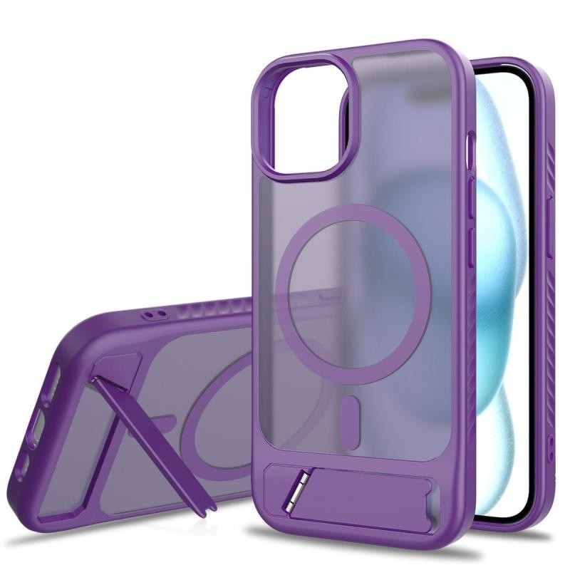 Apple iPhone 14 Frosted Magsafe Σκληρή Θήκη με Stand Ημιδιάφανη Purple