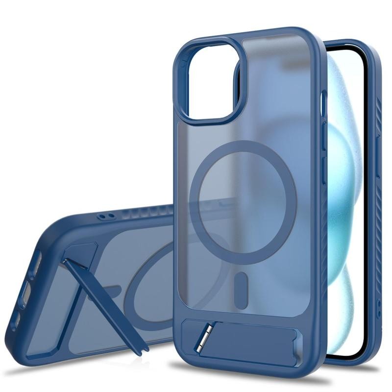 Apple iPhone 14 Frosted Magsafe Σκληρή Θήκη με Stand Ημιδιάφανη Blue