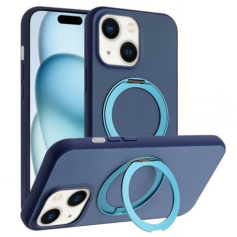 Apple iPhone 15 Rotating Holder MagSafe Σκληρή Θήκη με Δαχτυλίδι Dark Blue