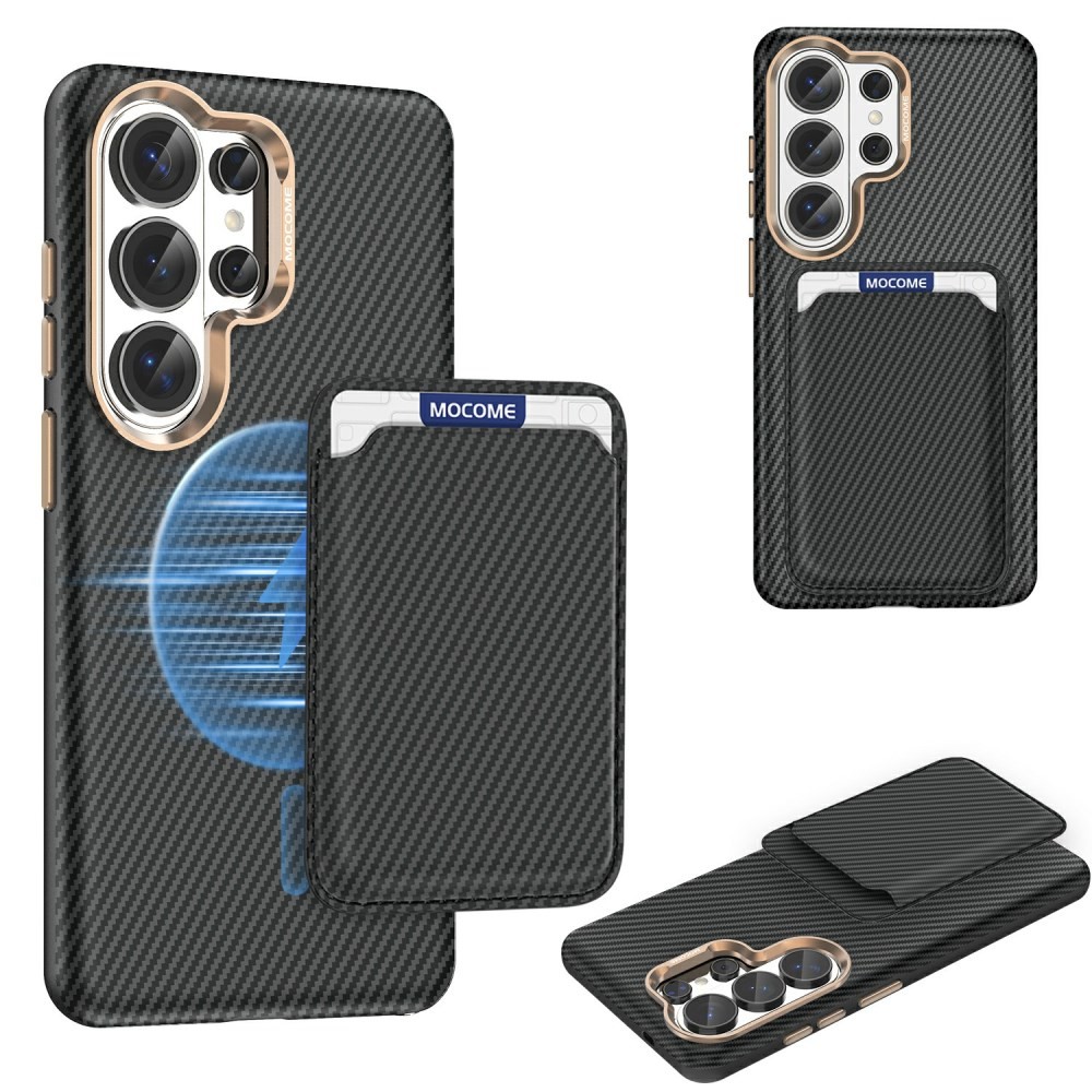 Samsung Galaxy S26 Ultra 5G Carbon Fiber Σκληρή Θήκη με Αποσπώμενη Θήκη για Κάρτα Black