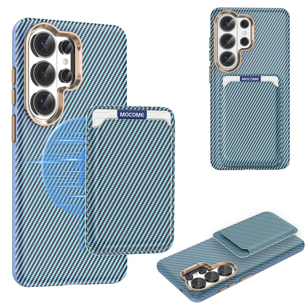 Samsung Galaxy S26 Ultra 5G Carbon Fiber Σκληρή Θήκη με Αποσπώμενη Θήκη για Κάρτα Light Blue