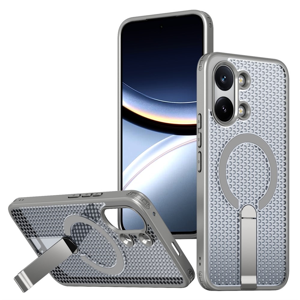 Xiaomi Poco X8 Pro Max 5G Grid Magsafe Σκληρή Θήκη με Stand Titanium Grey