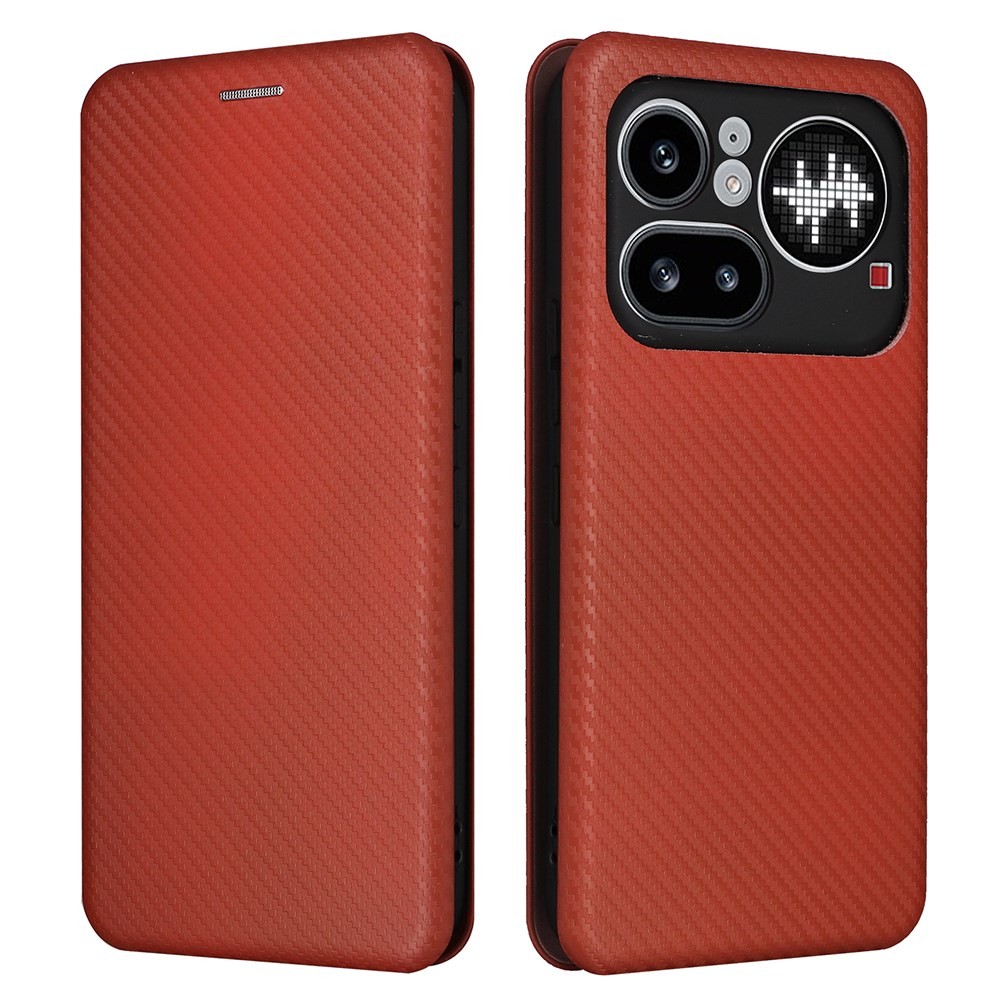 Nothing Phone (4a) Pro Carbon Fiber Θήκη Βιβλίο Brown