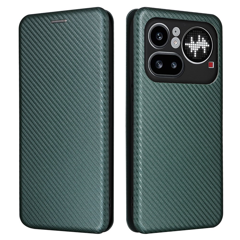 Nothing Phone (4a) Pro Carbon Fiber Θήκη Βιβλίο Green