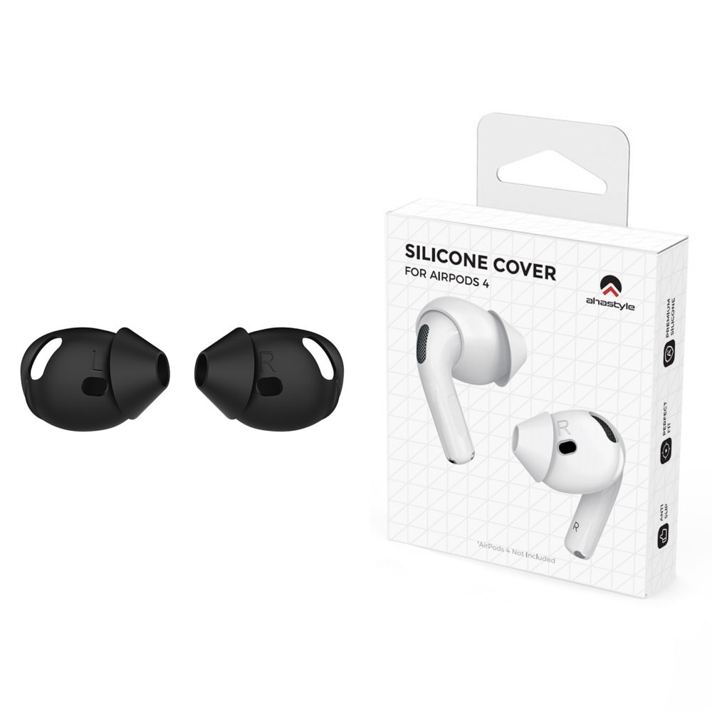 Apple AirPods 4 AHASTYLE PT66-4  Ανταλλακτικά Καλύμματα Σιλικόνης - 1 Ζευγάρι Black