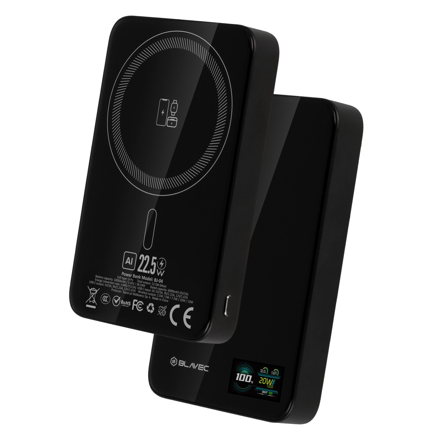Blavec BJ-04 Slim MagSafe Power Bank 10000mAh 22.5W Black