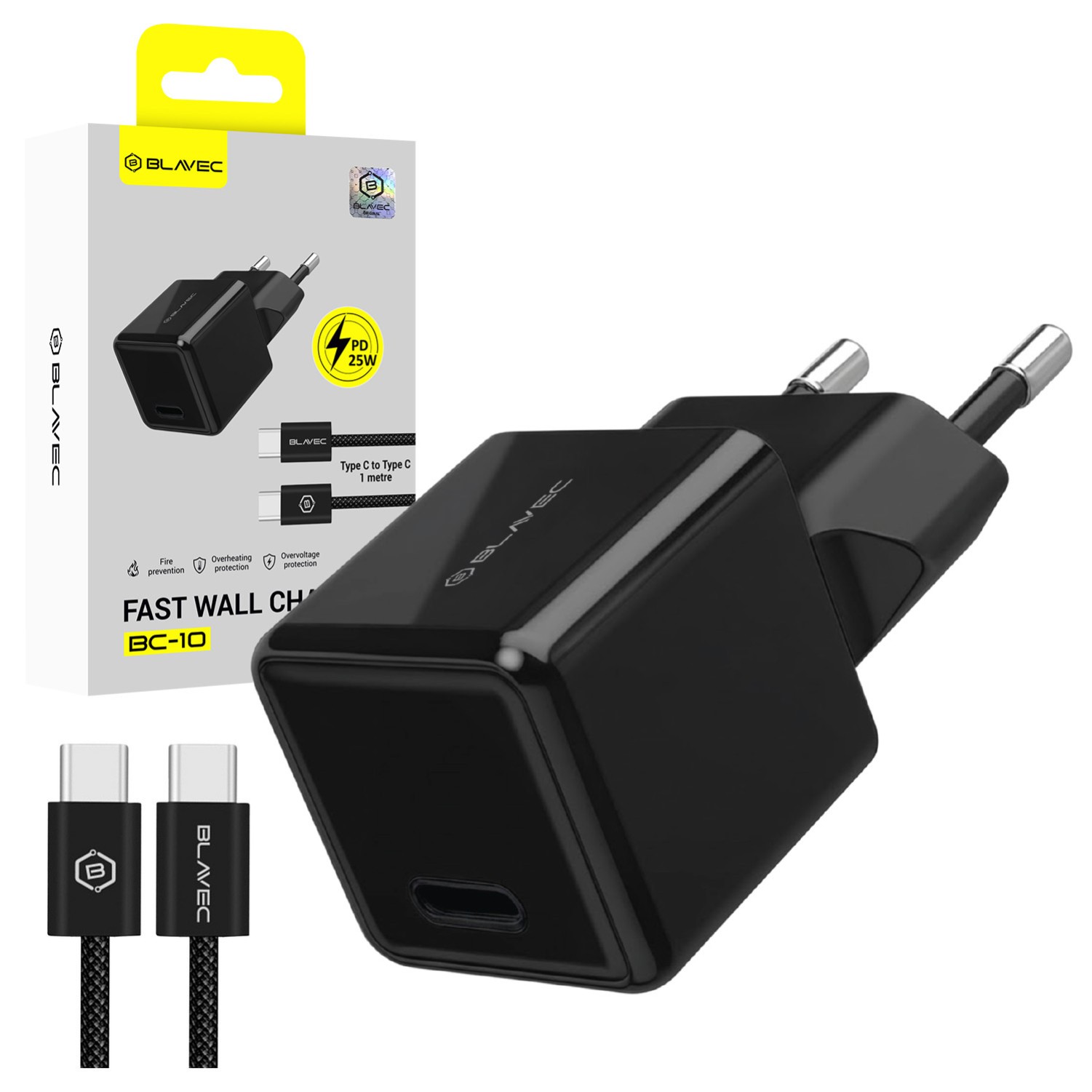 Blavec TCBC10-CB253A Φορτιστής με Καλώδιο με Θύρα USB-C 25W Black