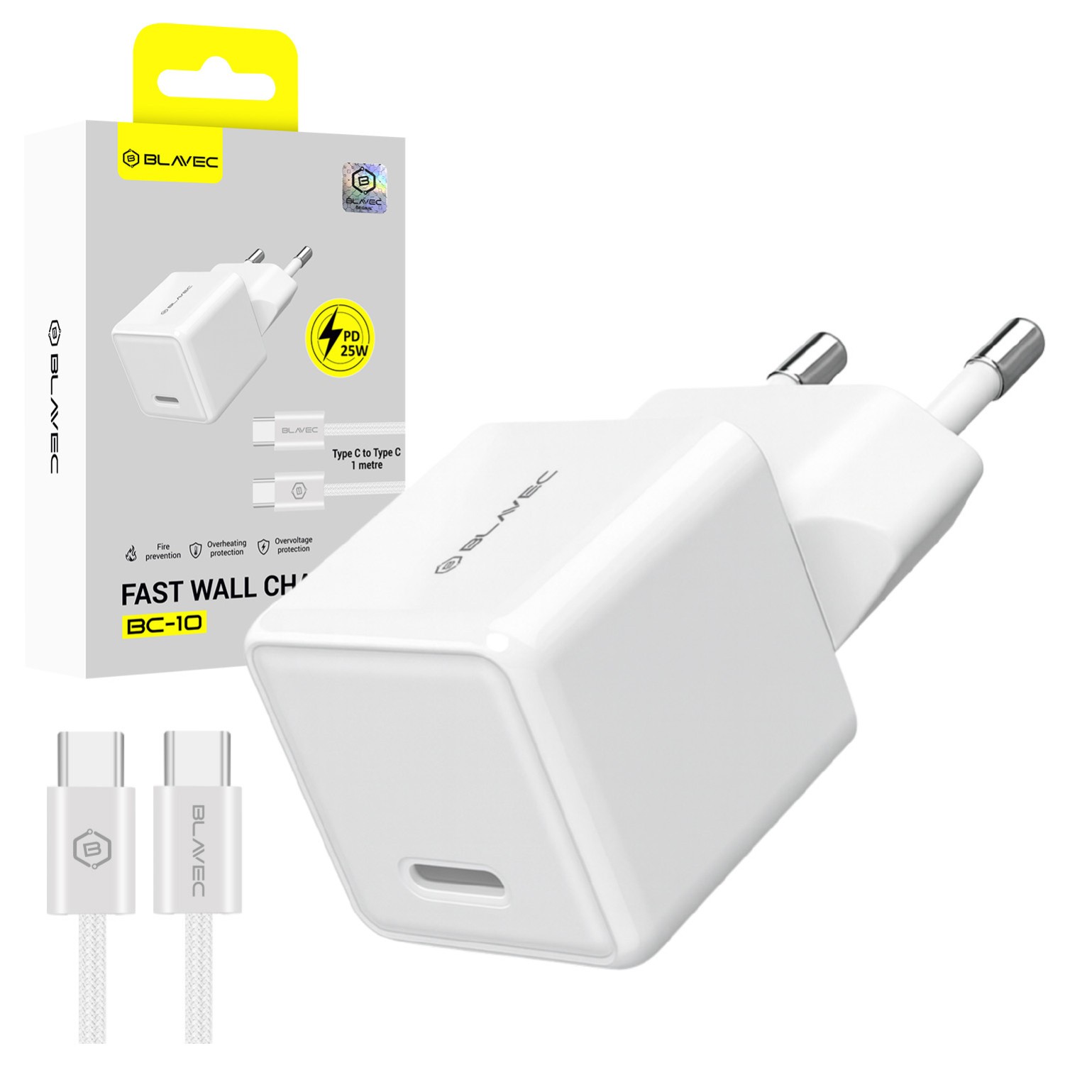 Blavec TCBC10-CW253A Φορτιστής με Καλώδιο με Θύρα USB-C 25W White