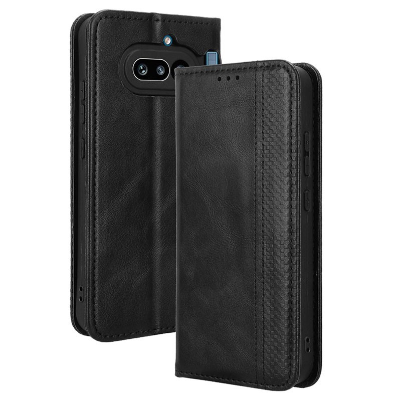 Nothing Phone (4a) Retro Θήκη Βιβλίο Black