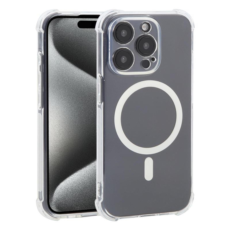 Apple iPhone 15 Pro Max MagSafe Θήκη Σιλικόνης με Air Cushion Γωνίες Transparent