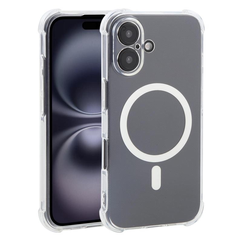 Apple iPhone 16 MagSafe Θήκη Σιλικόνης με Air Cushion Γωνίες Transparent