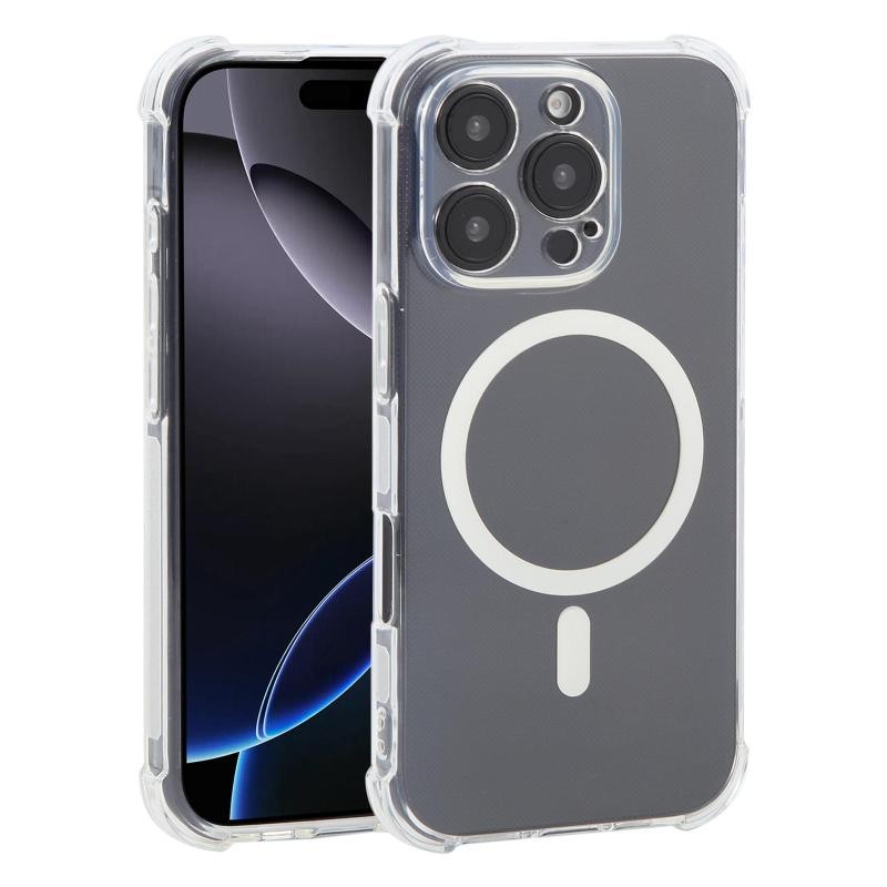 Apple iPhone 16 Pro MagSafe Θήκη Σιλικόνης με Air Cushion Γωνίες Transparent