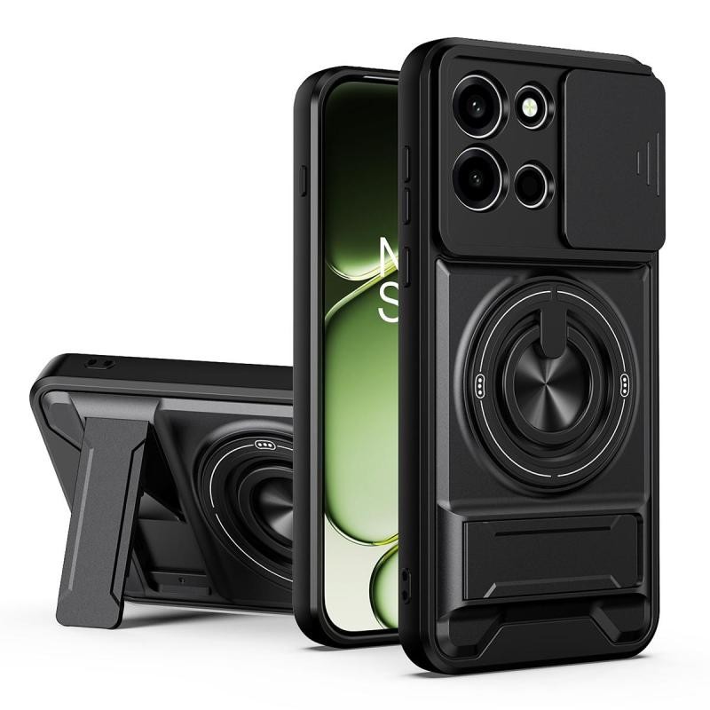OnePlus Nord 6 5G Sliding Camshield Σκληρή Θήκη με Δαχτυλίδι και Stand Black
