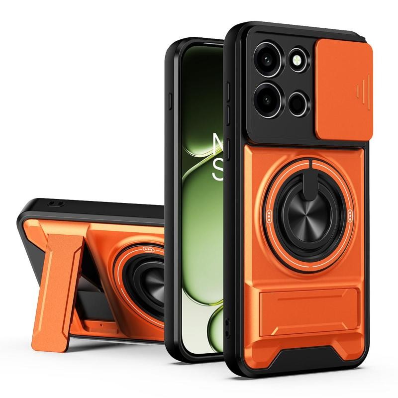 OnePlus Nord 6 5G Sliding Camshield Σκληρή Θήκη με Δαχτυλίδι και Stand Orange