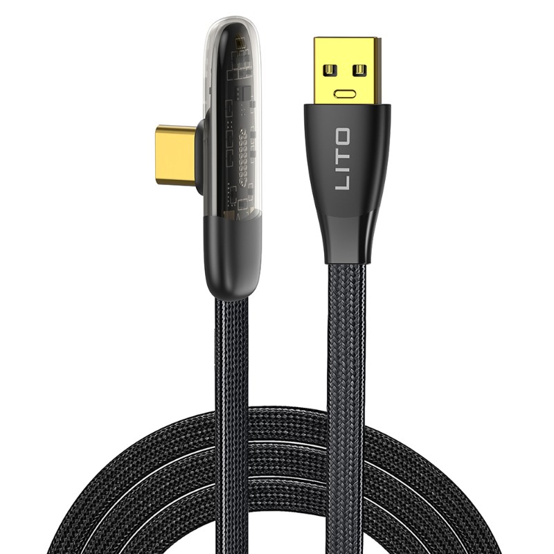 Lito LD11C USB to Type - C Angle (90°) Design 2.4Α - 1m Black