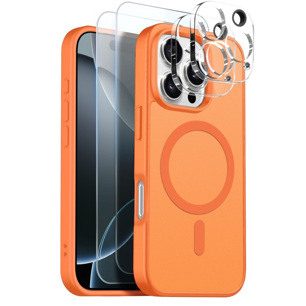 Apple iPhone 16 Pro Max NORTHJO  Σετ Προστασίας 5 σε 1 - Σκληρή Θήκη και Προστασία Οθόνης/Κάμερας Ημιδιάφανη Orange