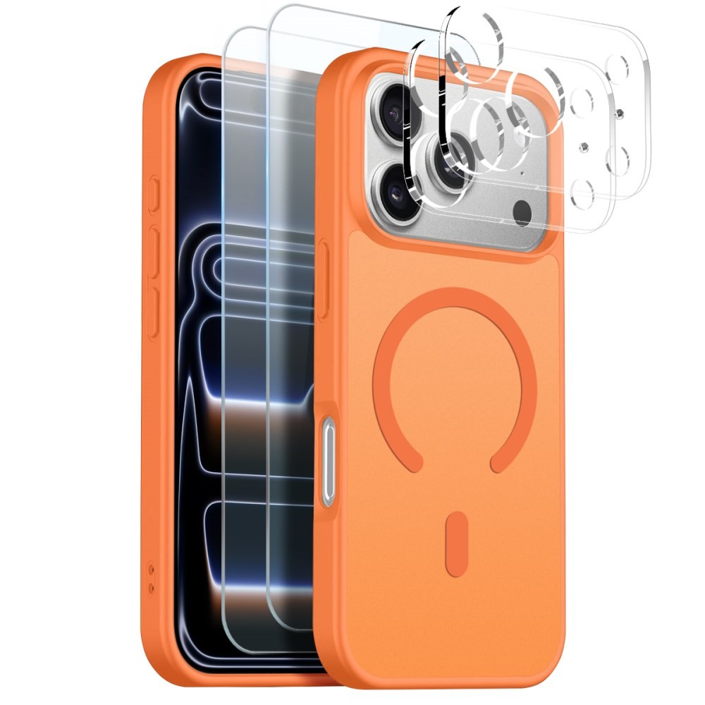 Apple iPhone 17 Pro Max NORTHJO  Σετ Προστασίας 5 σε 1 - Σκληρή Θήκη και Προστασία Οθόνης/Κάμερας Ημιδιάφανη Orange