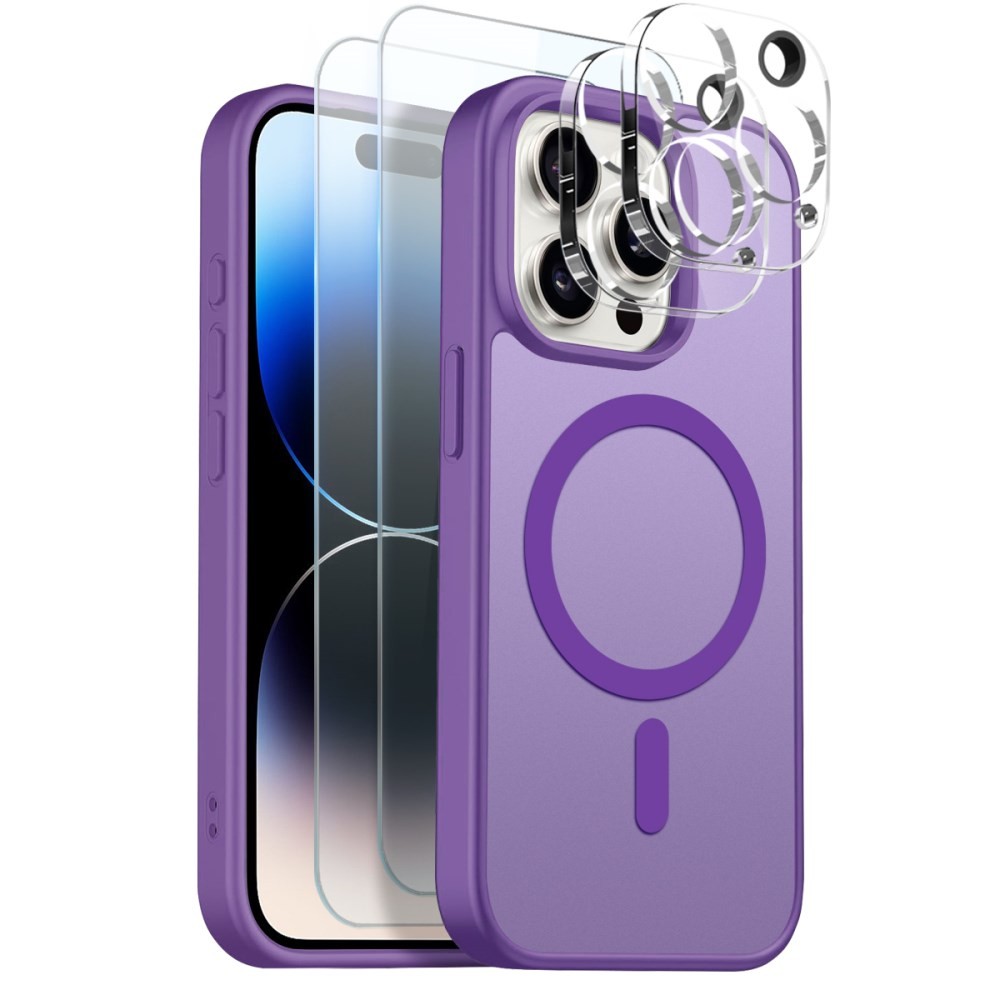 Apple iPhone 14 Pro NORTHJO  Σετ Προστασίας 5 σε 1 - Σκληρή Θήκη και Προστασία Οθόνης/Κάμερας Ημιδιάφανη Purple