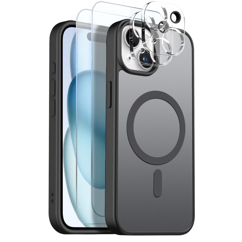Apple iPhone 15 NORTHJO  Σετ Προστασίας 5 σε 1 - Σκληρή Θήκη και Προστασία Οθόνης/Κάμερας Ημιδιάφανη Black