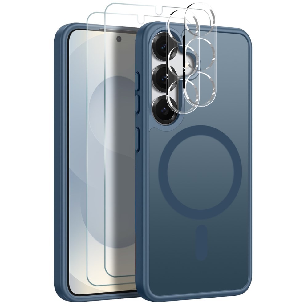 Samsung Galaxy S25 5G NORTHJO  Σετ Προστασίας 5 σε 1 - Σκληρή Θήκη και Προστασία Οθόνης/Κάμερας Ημιδιάφανη Blue