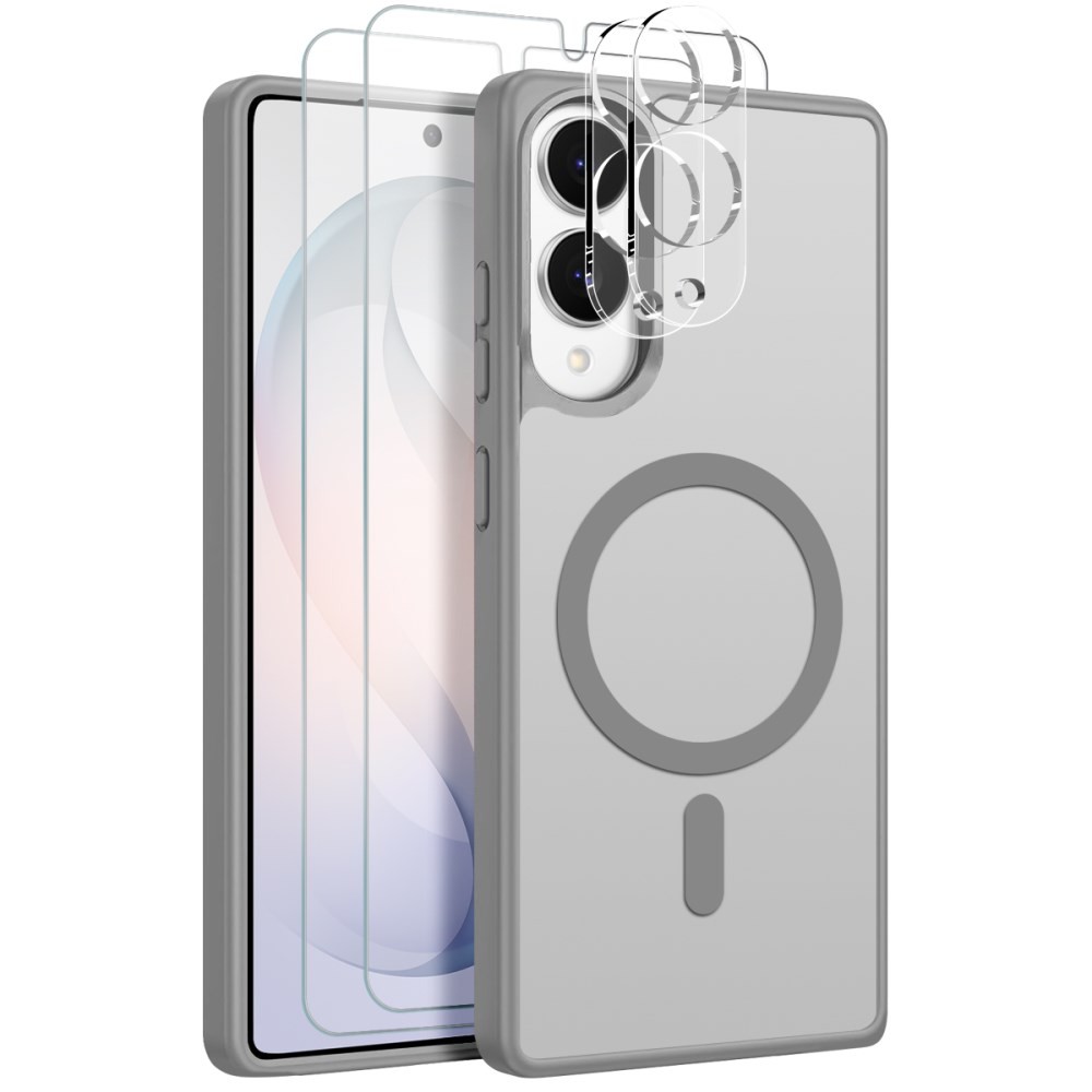 Samsung Galaxy S25 Edge 5G NORTHJO  Σετ Προστασίας 5 σε 1 - Σκληρή Θήκη και Προστασία Οθόνης/Κάμερας Ημιδιάφανη Grey