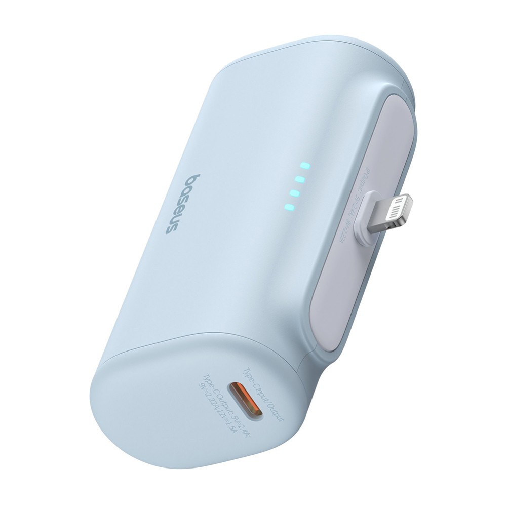 Baseus P10068307313-00 Compact Series Built-in IP Power Bank 5000mAh 20W με USB-C (PD)/ Quick Charge 3.0 Light Blue
