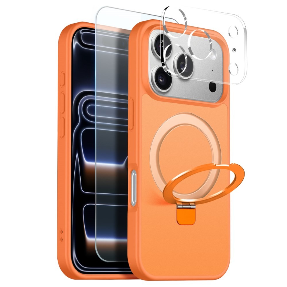 Apple iPhone 17 Pro Max NORTHJO  Σετ Προστασίας 3 σε 1 - Σκληρή Θήκη με Stand και Προστασία Οθόνης/Κάμερας Ημιδιάφανη Orange