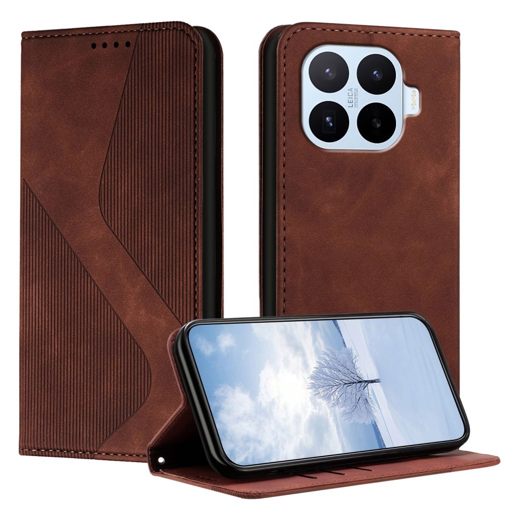 Xiaomi 17T 5G Lines Θήκη Βιβλίο Brown