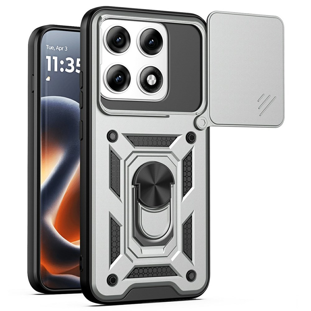 Motorola Edge 70 Pro 5G Rotary Camera Lid Σκληρή Θήκη με Δαχτυλίδι Silver
