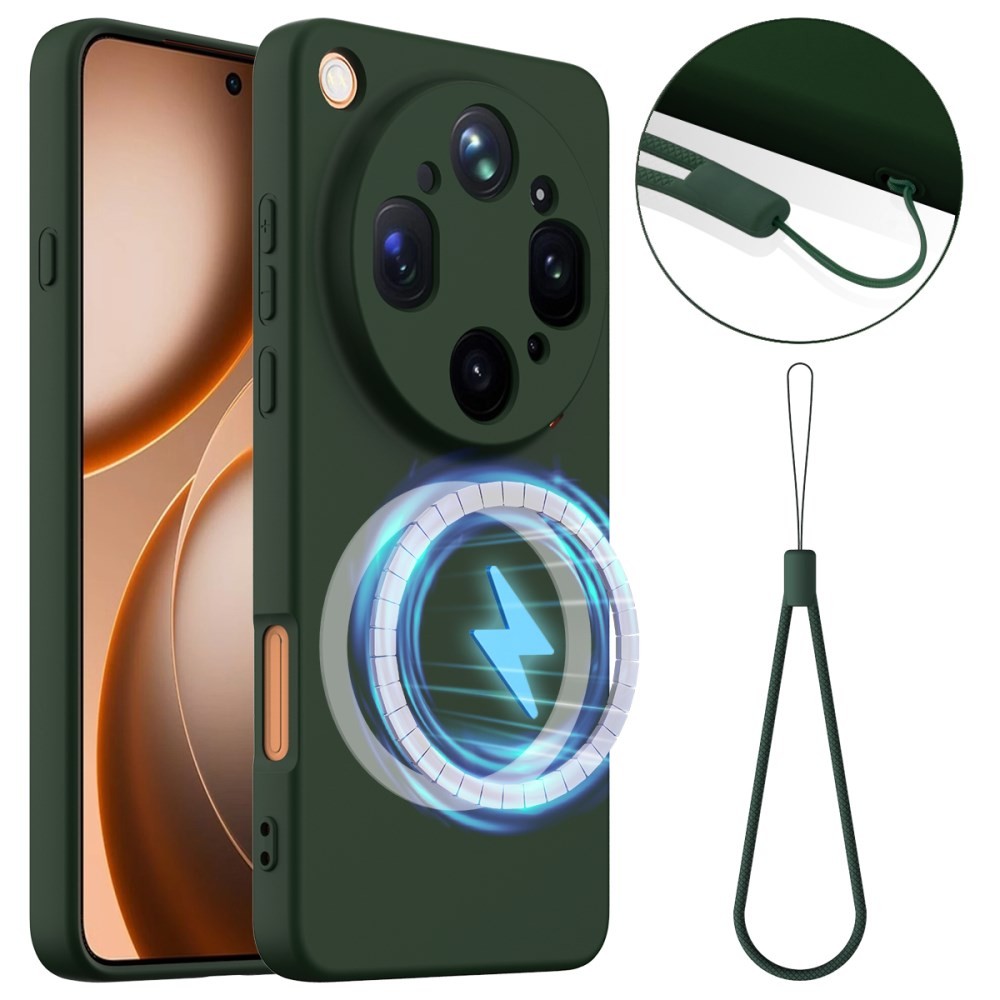 Oppo Find X9 Ultra 5G MagSafe Solid Color Θήκη Σιλικόνης Dark Green